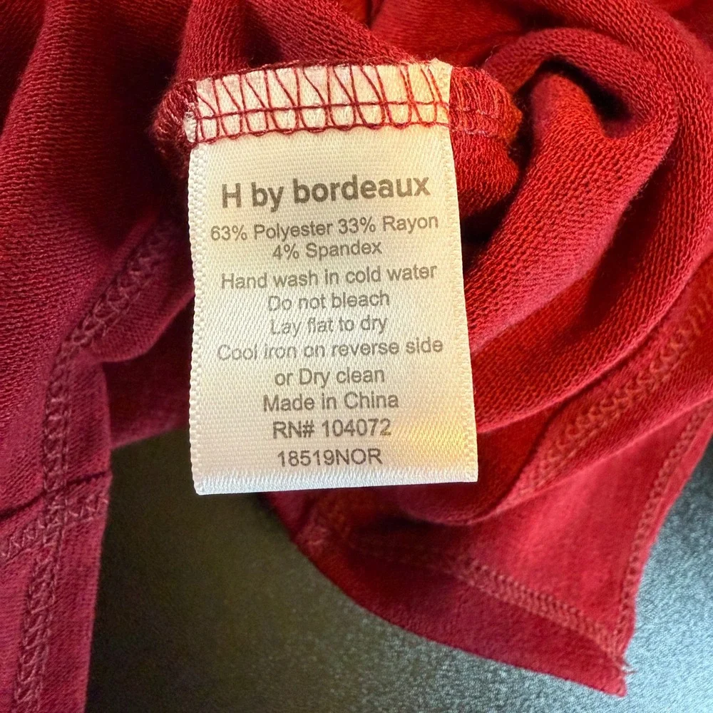 NEW H by bordeaux Large V-Neck Pullover Sweater Crimson Red Long Sleeve‎ Top